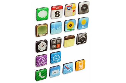 Imanes con la forma de las aplicaciones de iPhone